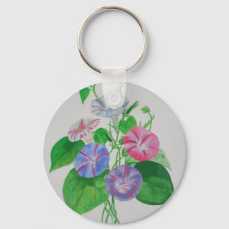 Colorful Climbing Morning Glory Botanical Art Key Ring