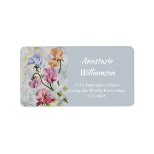 COLORFUL CLIMBING SWEET PEA FLOWERS ADDRESS LABEL