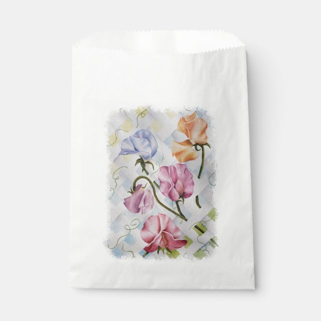 COLORFUL CLIMBING SWEET PEA FLOWERSTHANK YOU FAVOUR BAGS (Front)