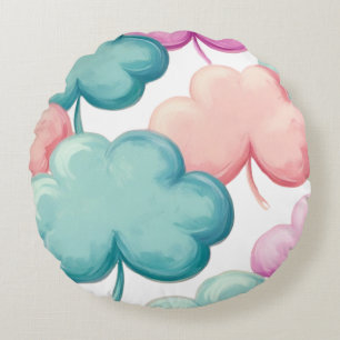Colorful Clovers Round Cushion