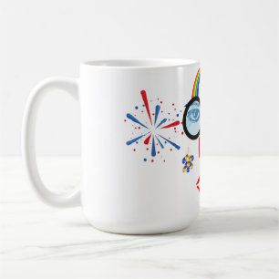Colorful clown coffee mug