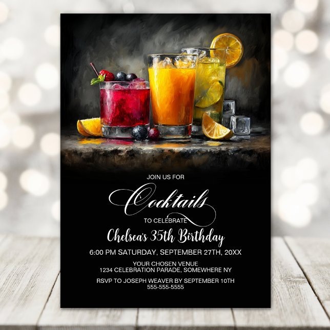 Colorful Cocktails Birthday Party Invitation (Creator Uploaded)