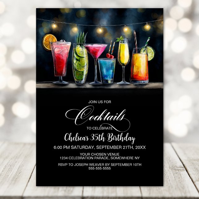 Colorful Cocktails Birthday Party Invitation (Creator Uploaded)