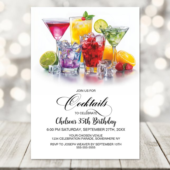 Colorful Cocktails Birthday Party Invitation (Creator Uploaded)
