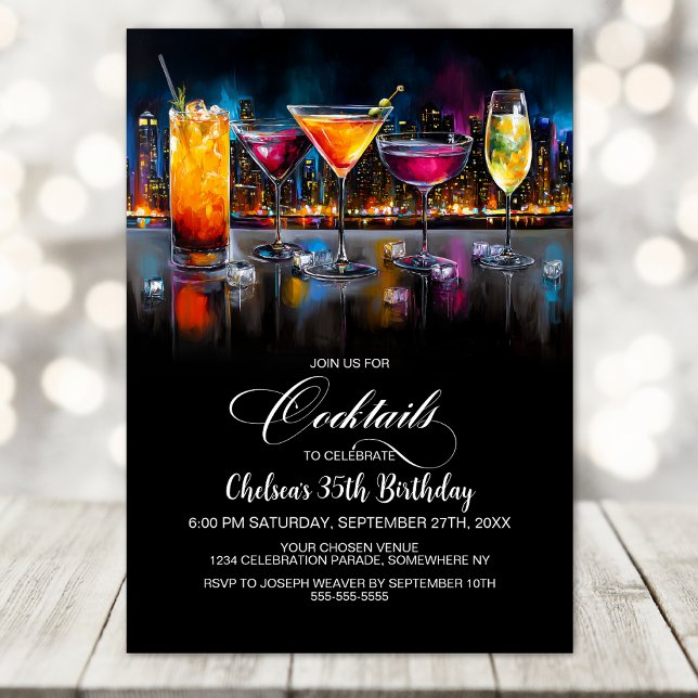 Colorful Cocktails Birthday Party Invitation (Creator Uploaded)