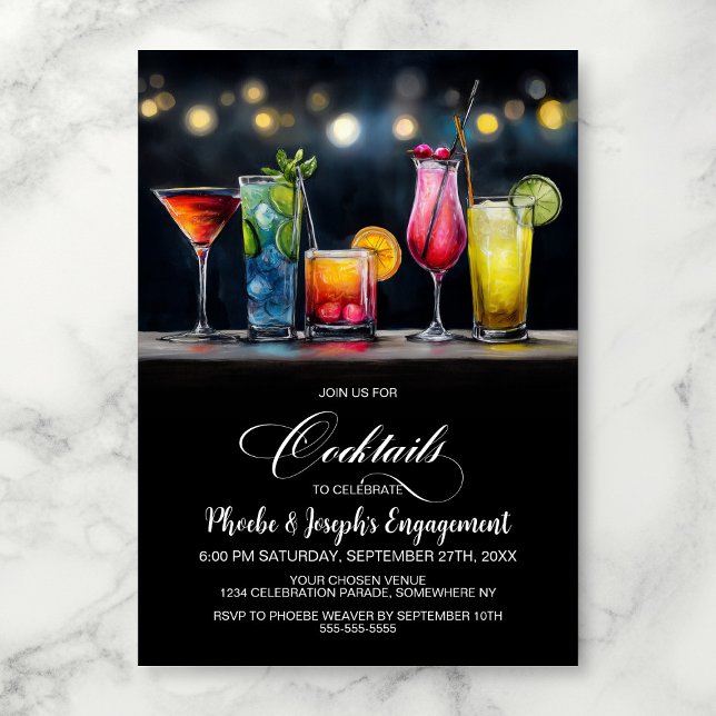 Colorful Cocktails Engagement Party Invitation (Creator Uploaded)