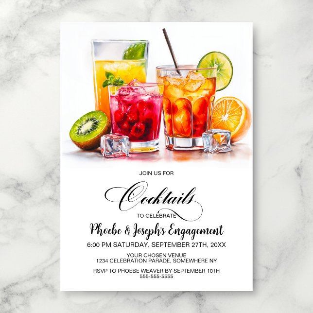 Colorful Cocktails Engagement Party Invitation (Creator Uploaded)