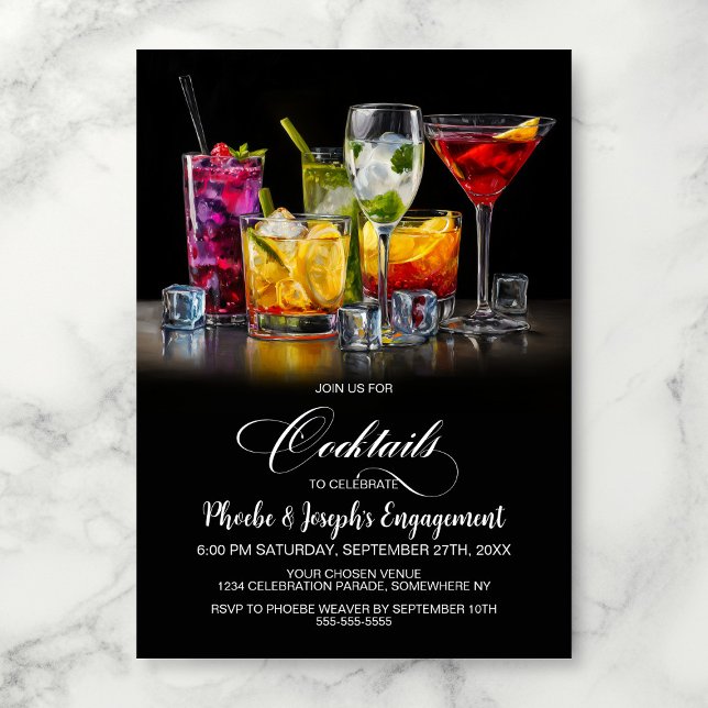 Colorful Cocktails Engagement Party Invitation (Creator Uploaded)