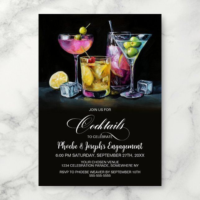 Colorful Cocktails Engagement Party Invitation (Creator Uploaded)