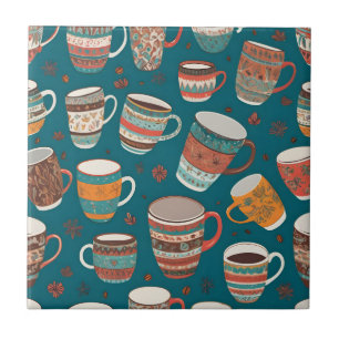 Colorful Coffee Cups Tile