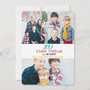 Colorful Collage Plaid Tidings Holiday Photo Card