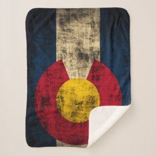 Colorful Colorado State Flag Vintage Rustic Sherpa Blanket