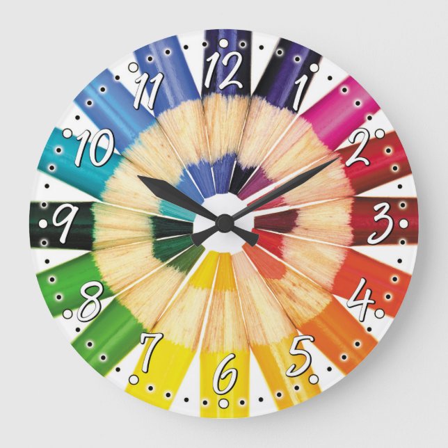Colorful Colored Pencil Artist Wall Clock (Front)