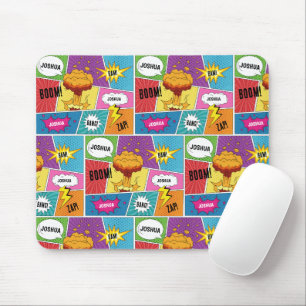 Colorful Comic Book Personalized Name Pop Art Mouse Mat