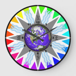 Colorful Compass Earth Wall Clock