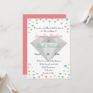 Colorful Confetti & Diamond Wedding Invitation