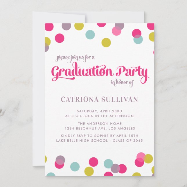 COLORFUL CONFETTI DOTS | GRADUATION INVITATION (Front)