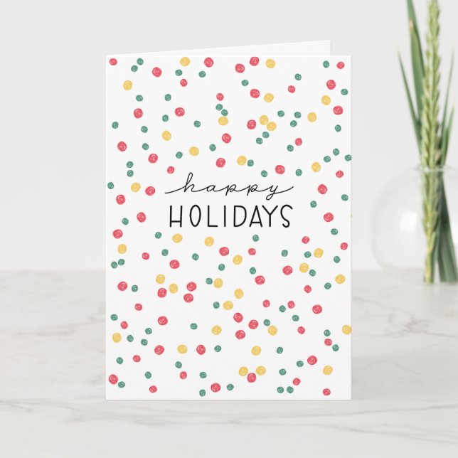 Colorful Confetti Dots Holiday Card (Front)