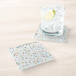 Colorful Confetti Fall Pattern Glass Coaster