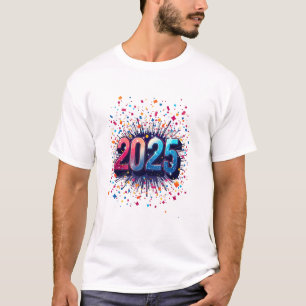Colorful Confetti Showering 2025 T-Shirt