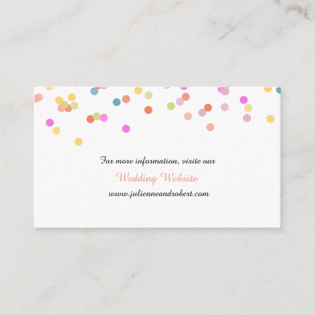 Colorful Confetti Wedding Website Card (Front)