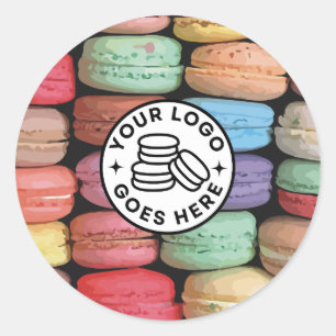 Colorful Cookie Macaron Bakery Business Your Logo Classic Round Sticker