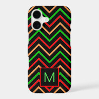Colorful Cool Chevron on Black Monogram