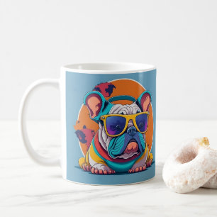 Colorful Cool Dog With Sunglasses Beach Vibes Mug