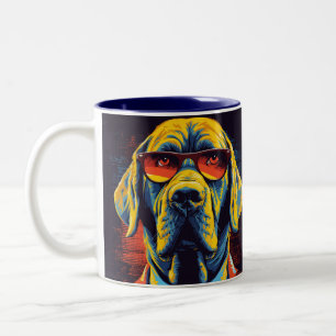 Colorful Cool Dog With Sunglasses Beach Vibes Mug 