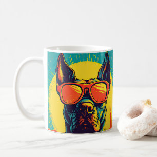 Colorful Cool Dog With Sunglasses Beach Vibes Mug