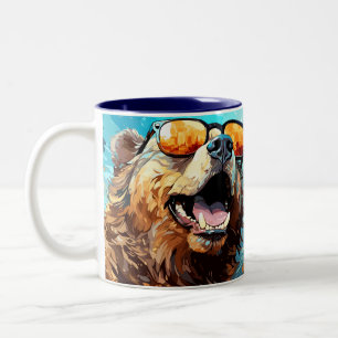 Colorful Cool Dog With Sunglasses Beach Vibes Mug 