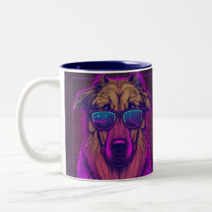 Colorful Cool Dog With Sunglasses Beach Vibes Mug 