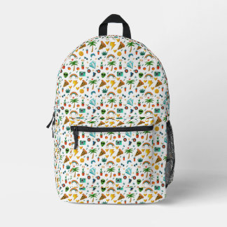 Colorful Cool Elements Pattern – Retro Summer Vibe Printed Backpack