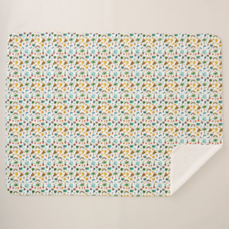 Colorful Cool Elements Pattern – Retro Summer Vibe Sherpa Blanket