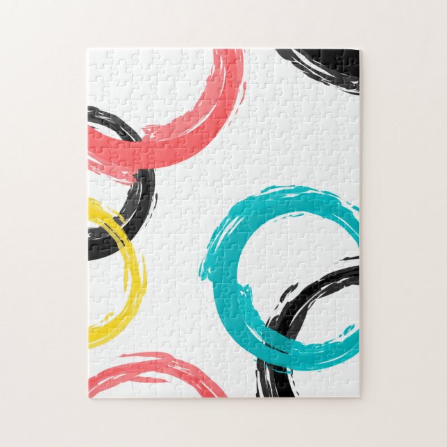 Colorful, cool, modern,trendy brush stroke circles jigsaw puzzle (Vertical)