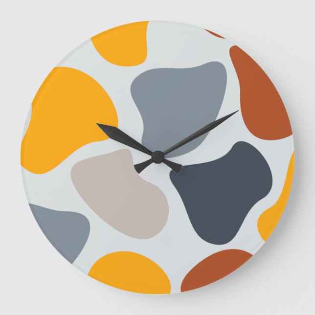 Colorful, cool, trendy, modern organic geometric large clock (Front)