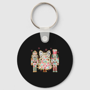 Colorful Coquette Bow Floral Nutcracker Christmas  Key Ring