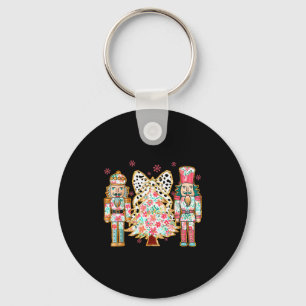 Colorful Coquette Bow Floral Nutcracker Christmas Key Ring