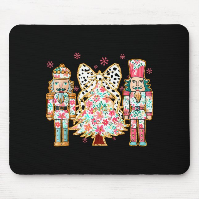 Colorful Coquette Bow Floral Nutcracker Christmas  Mouse Mat (Front)