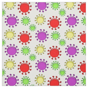 Colorful Coronavirus Viral Germ Shapes Fabric