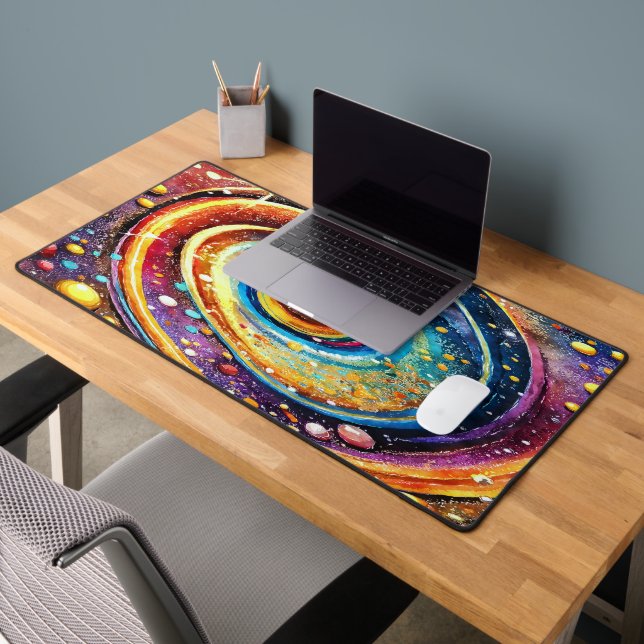 COLORFUL COSMIC WATERCOLOR OUTER SPACE DESIGN DESK MAT (Office 2)
