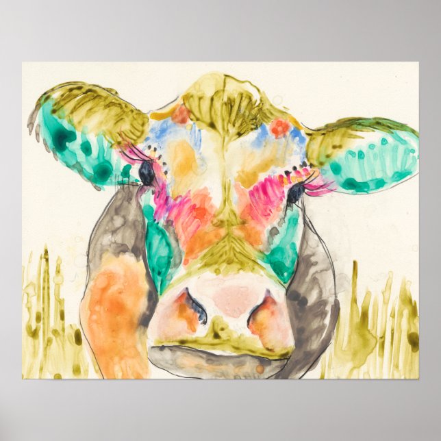 Colorful Cow Design Poster (Front)