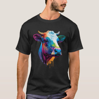 Colorful Cow Painting  Farmer or Fam Animal T-Shirt