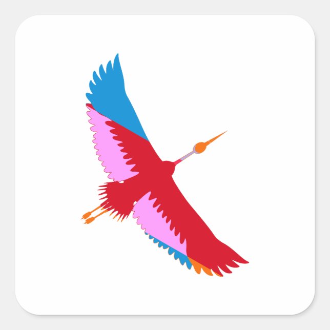 Colorful Crane Square Sticker (Front)
