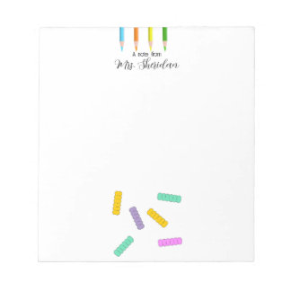 Colorful Crayons and Nuddles Kindergarden Teacher  Notepad