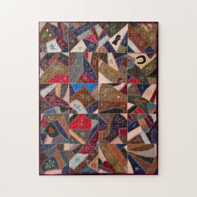 Colorful crazy quilt jigsaw puzzle (Vertical)