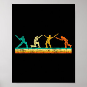 Colorful Cricket Game - Cricketer Tsman Tting Cric Poster