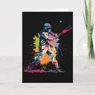 Colorful Cricketer Boy On Mens Cricket 1 Card