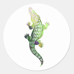 colorful crocodile classic round sticker