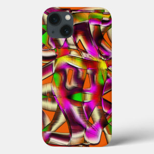 Colorful crooked cutouts with pink and carved iPhone 13 case